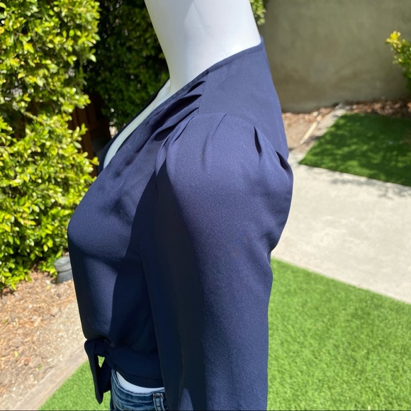 MADEWELL Navy Blue Front Tie Blouse - Picture 8 of 13